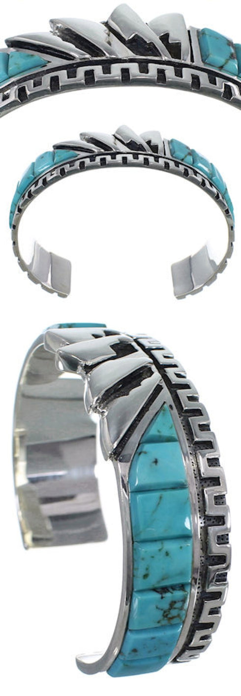 Turquoise Sterling Silver Cuff Bracelet Southwest Jewelry BW66335
