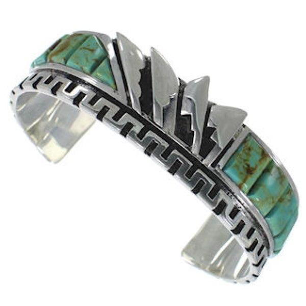 Sterling Silver And Southwest Turquoise Inlay Cuff Bracelet BW66369