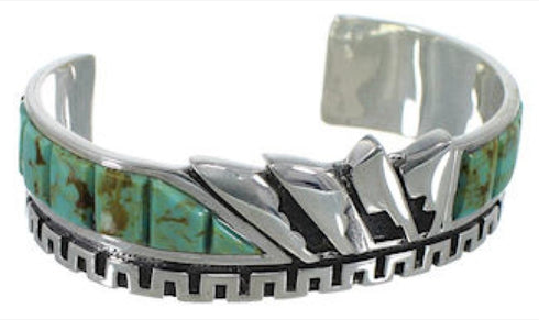 Sterling Silver And Southwest Turquoise Inlay Cuff Bracelet BW66369