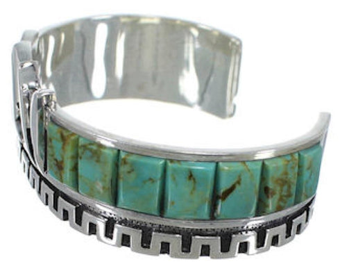 Sterling Silver And Southwest Turquoise Inlay Cuff Bracelet BW66369