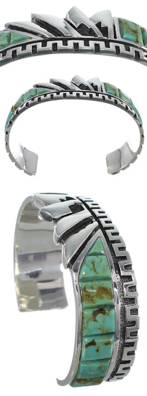 Sterling Silver And Southwest Turquoise Inlay Cuff Bracelet BW66369