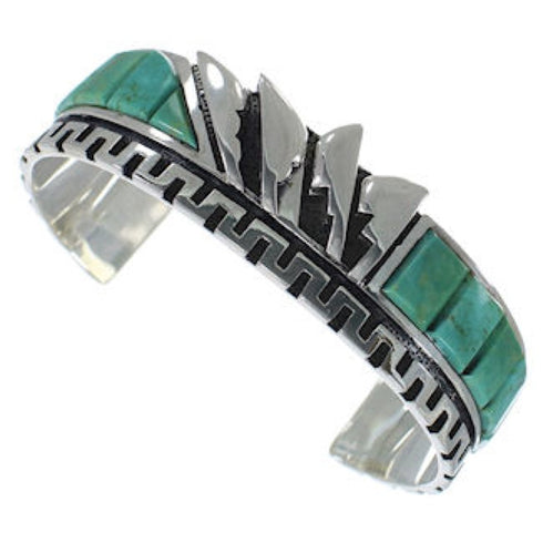 Southwest Turquoise Silver Inlay Cuff Bracelet BW66378