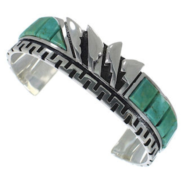 Southwest Turquoise Silver Inlay Cuff Bracelet BW66378
