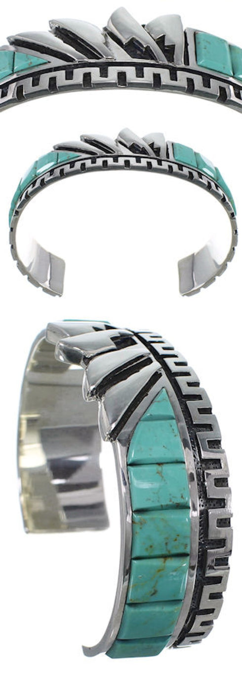 Turquoise Sterling Silver Inlay Cuff Bracelet BW66381
