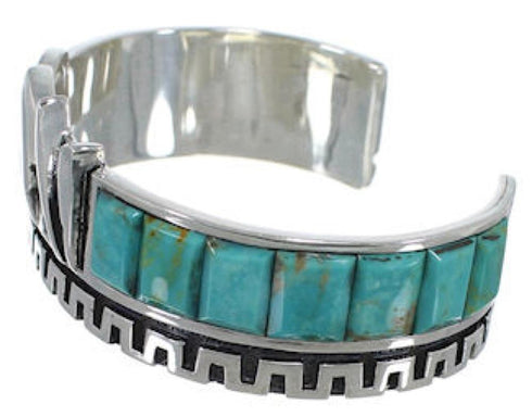 Turquoise Sterling Silver Inlay Southwest Cuff Bracelet BW66384