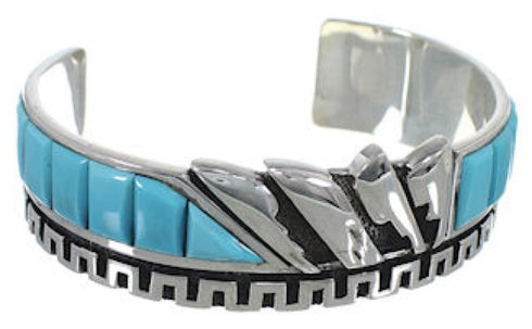 Sterling Silver Turquoise Inlay Southwest Cuff Bracelet BW66360
