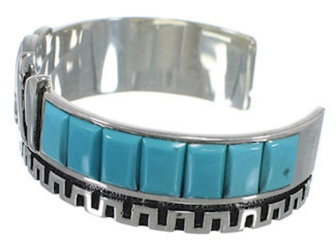 Sterling Silver Turquoise Inlay Southwest Cuff Bracelet BW66360