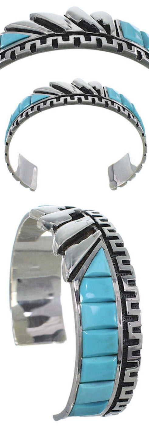 Sterling Silver Turquoise Inlay Southwest Cuff Bracelet BW66360