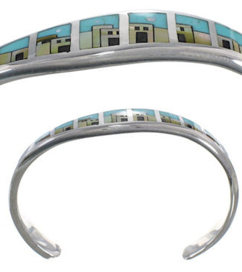 Native American Village Design Multicolor Cuff Bracelet MX27977
