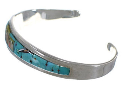 Silver Multicolor Native American Design Cuff Bracelet YS67331