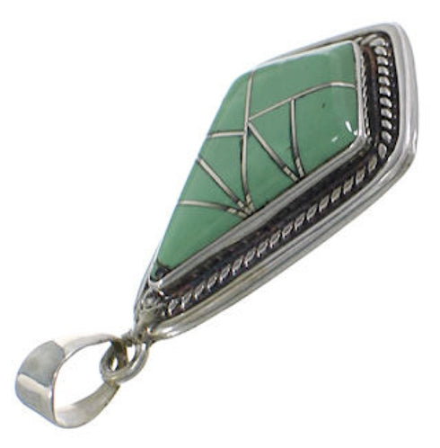 Genuine Sterling Silver Turquoise Inlay Pendant Jewelry EX29600