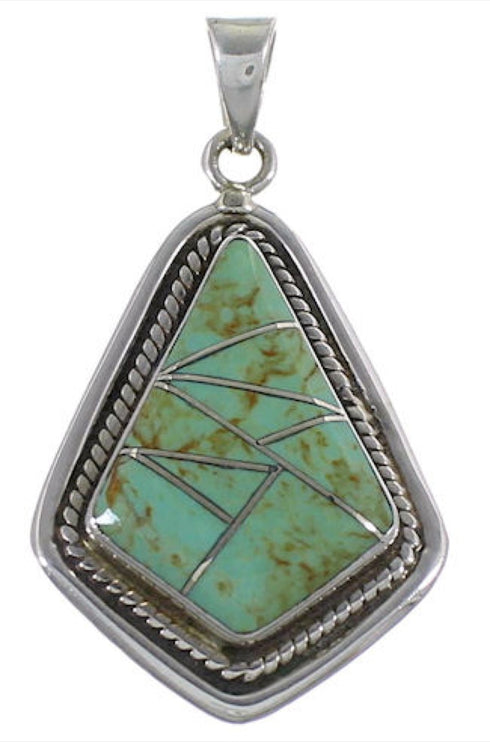 Turquoise Inlay Genuine Sterling Silver Pendant EX29599
