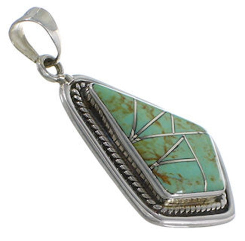 Turquoise Inlay Genuine Sterling Silver Pendant EX29599