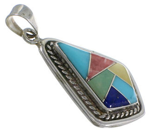 Sterling Silver And Multicolor Inlay Slide Pendant EX29611