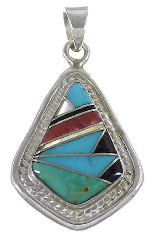 Southwestern Multicolor Inlay and Sterling Silver Pendant IS58579