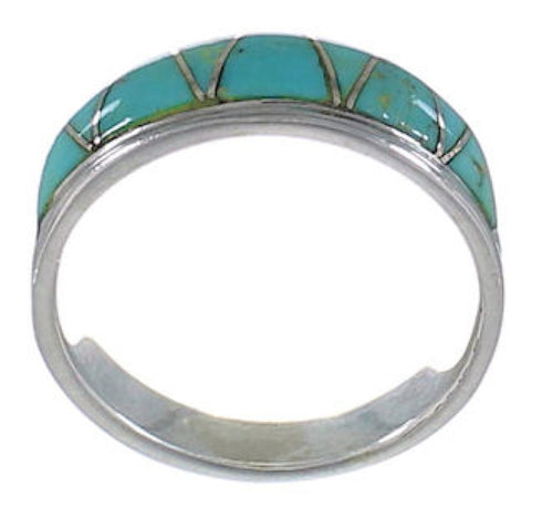 Genuine Sterling Silver Turquoise Inlay Ring Size 5-1/4 UX37002