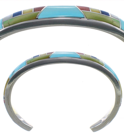 Multicolor Southwest Authentic Sterling Silver Bracelet TX40269