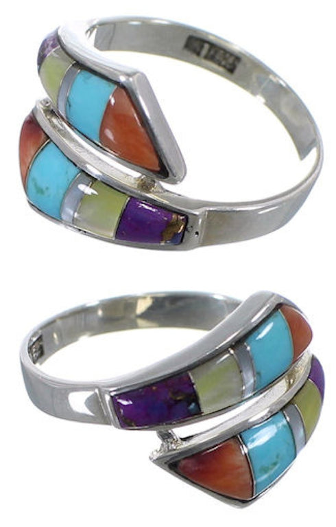 Multicolor Turquoise Sterling Silver Jewelry Ring Size 6-3/4 VX36418