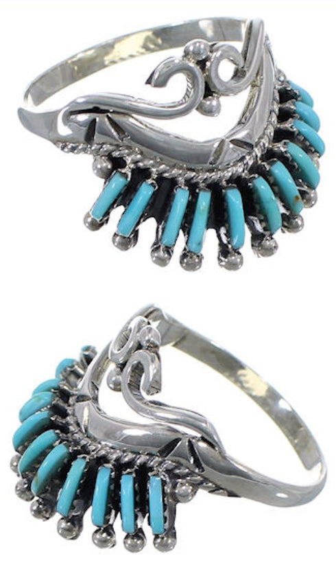 Turquoise Authentic Sterling Silver Ring Jewelry Size 8-3/4 RS44671