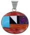 Turquoise Multicolor Inlay Sterling Silver Jewelry Pendant AW70117