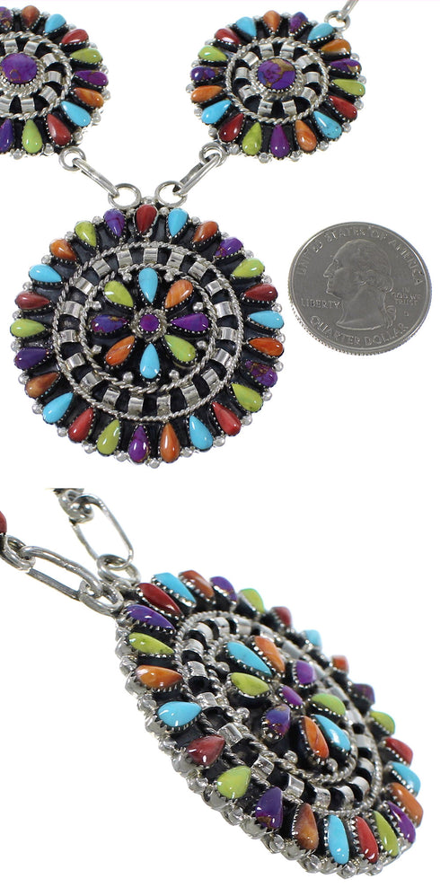 Sterling Silver Turquoise Multicolor Link Necklace Set Jewelry NS28736