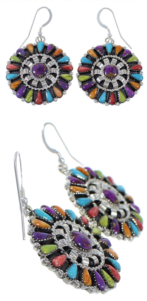 Sterling Silver Turquoise Multicolor Link Necklace Set Jewelry NS28736