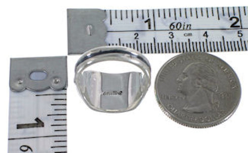 Genuine Sterling Silver And Multicolor Inlay Ring Size 6-1/2 BW72394
