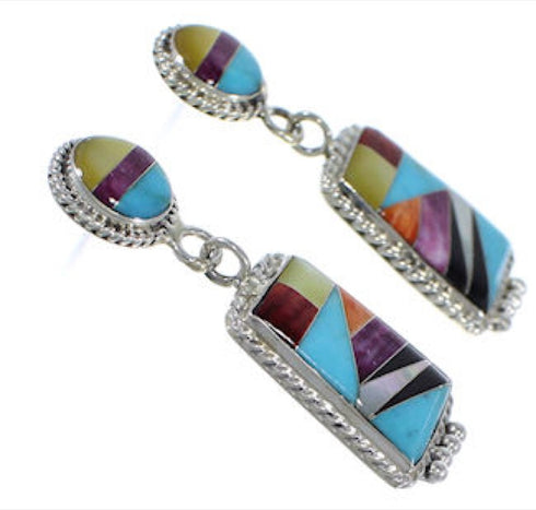 Post Dangle Multicolor Sterling Silver Earrings JW63165
