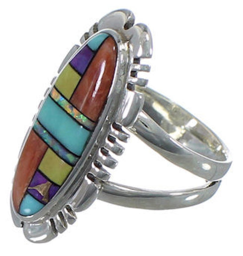 Sterling Silver Multicolor Southwest Ring Size 5-3/4 TX38167