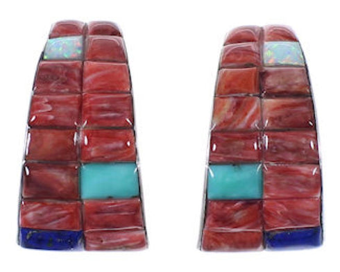 Sterling Silver Southwest Multicolor Post Hoop Earrings FX31237