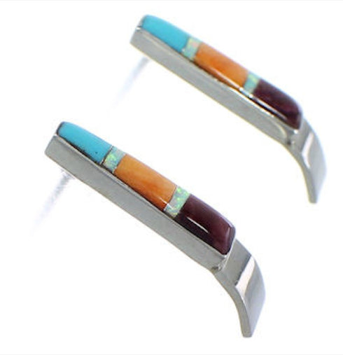 Sterling Silver Southwestern Multicolor Post Earrings PS63344
