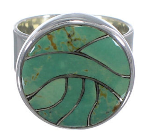 Substantial Genuine Sterling Silver Turquoise Ring Size 8-3/4 WX38325