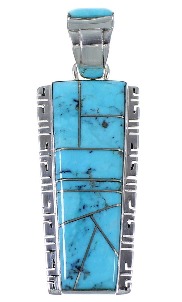 Turquoise Inlay Southwest Silver Pendant PX41550