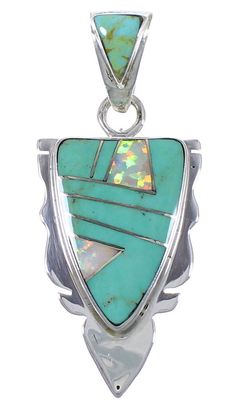 Turquoise And Opal Inlay Pendant Southwest Jewelry PX42108