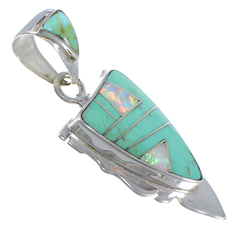Turquoise And Opal Inlay Pendant Southwest Jewelry PX42108