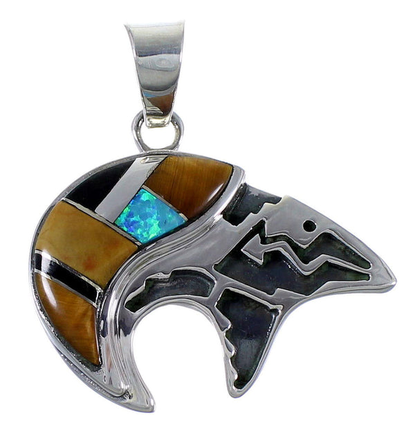 Bear And Arrow Southwest Multicolor Silver Pendant PX41917