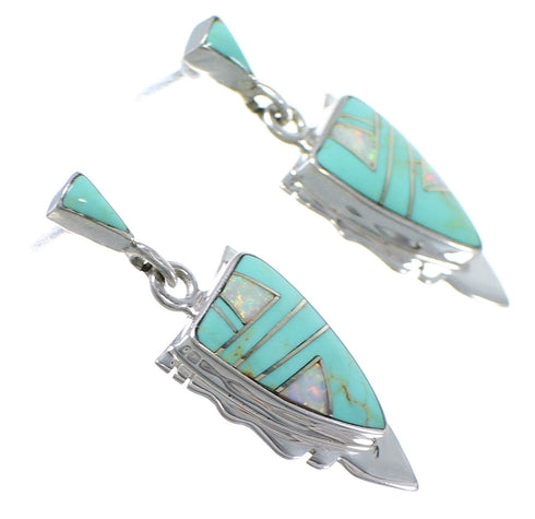 Turquoise Opal Southwestern Silver Earrings EX44487