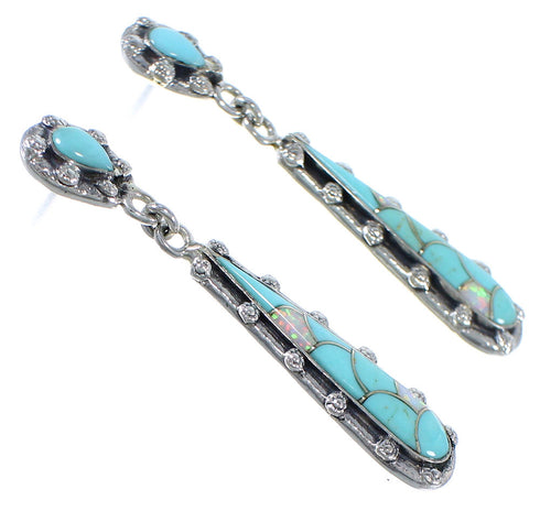 Southwest Turquoise And Opal Silver Earrings EX41082