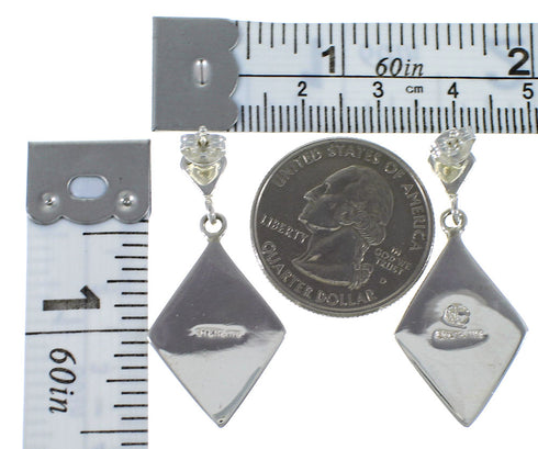 Genuine Sterling Silver And Turquoise Inlay Earrings EX44805