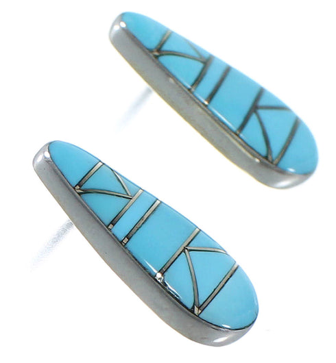 Turquoise Inlay Southwest Silver Earrings EX44840