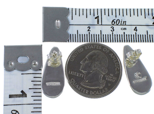 Turquoise Inlay Southwest Silver Earrings EX44840