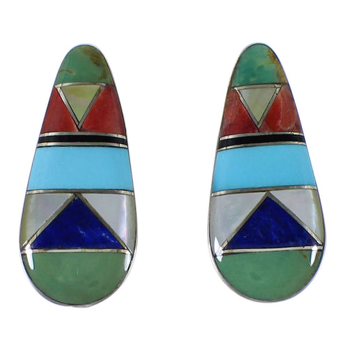 Multicolor Inlay And Sterling Silver Earrings EX44844