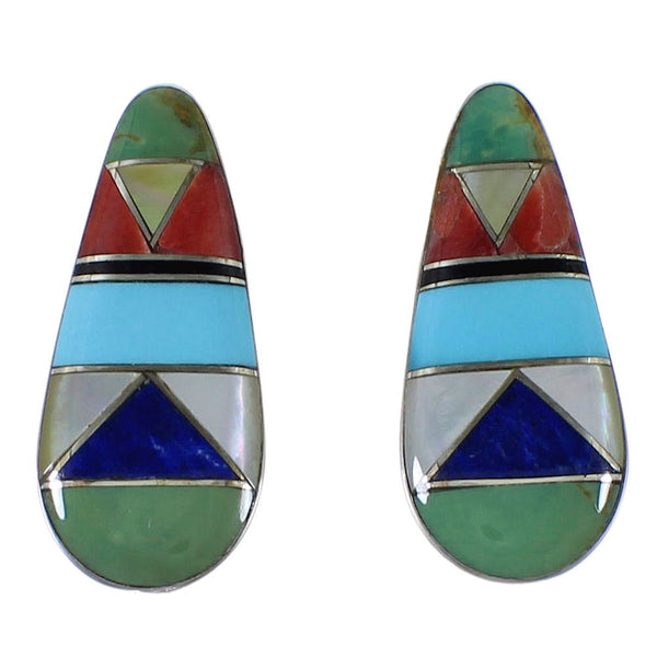 Multicolor Inlay And Sterling Silver Earrings EX44844