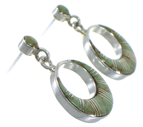 Turquoise Authentic Sterling Silver Post Dangle Earrings AX48672