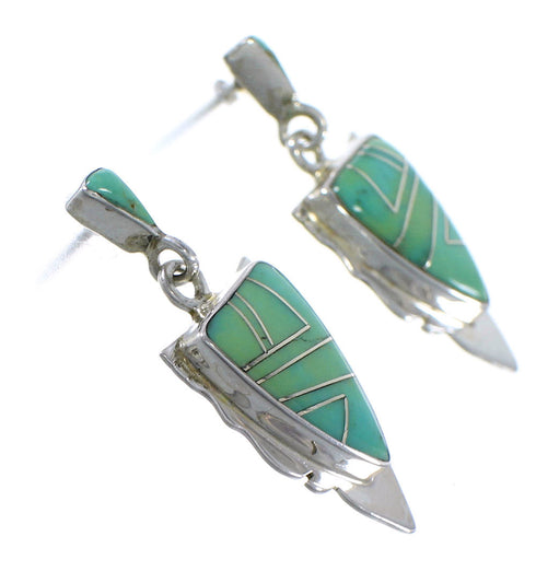 Turquoise Sterling Silver Post Dangle Earrings CX46400