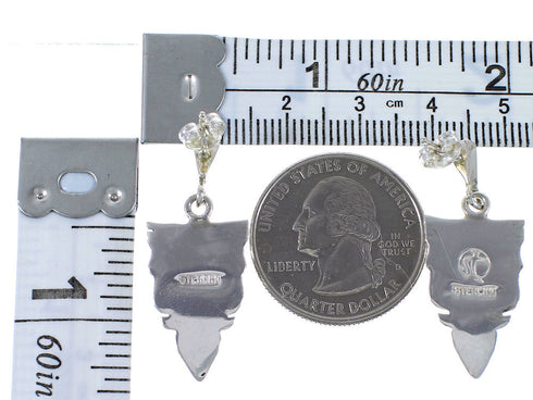 Turquoise Sterling Silver Post Dangle Earrings CX46400