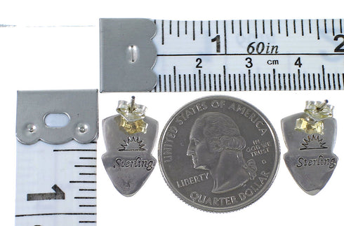 Turquoise Multicolor Inlay Sterling Silver Post Earrings AX49126