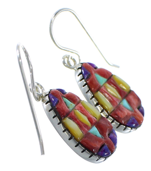 Sterling Silver Multicolor Hook Dangle Earrings AX49175