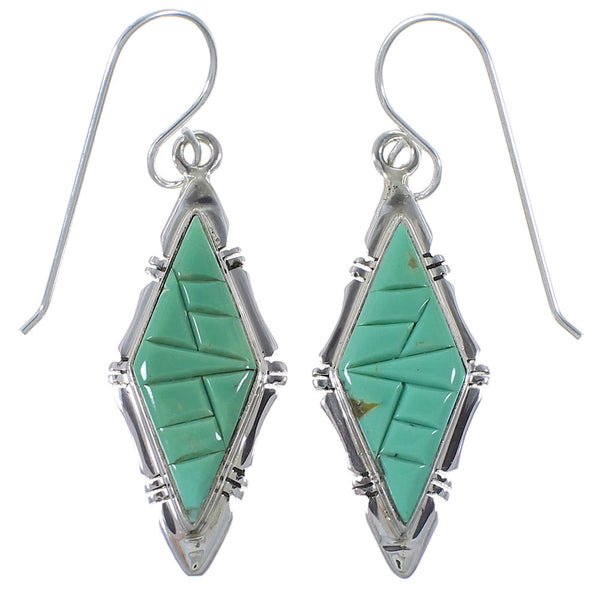 Silver Turquoise Jewelry Hook Dangle Earrings CX46593