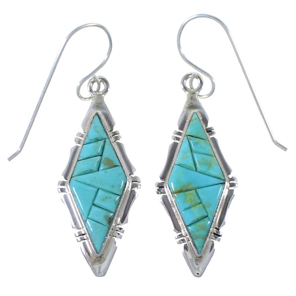Sterling Silver And Turquoise Hook Dangle Earrings CX46594